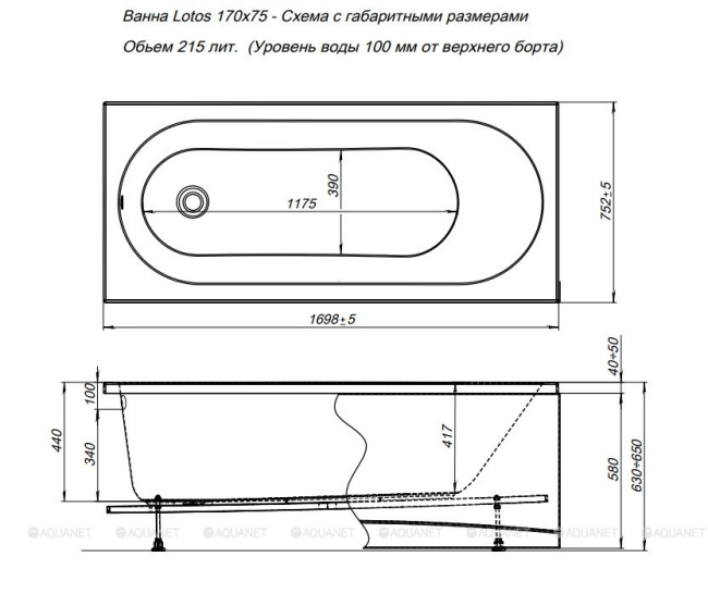 Aquanet LOTOS 170*75 (309624) Aquanet LOTOS 170*75 (309624)