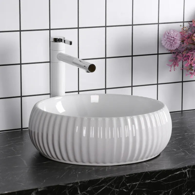 Ceruttispa CR0007 накладная, белая, круглая, ребристая 405х405х130