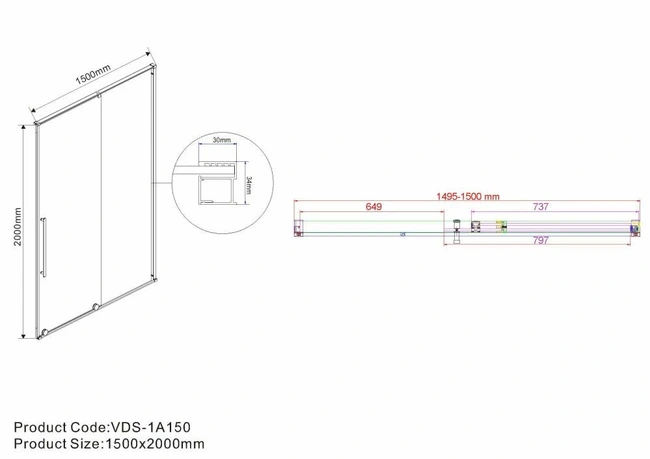 Vincea Arno VDS-1A150CL 150*200 без пристенного профиля