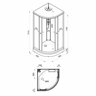 SanDav Мозаика 90*90 А (7 мест+сифон D90)