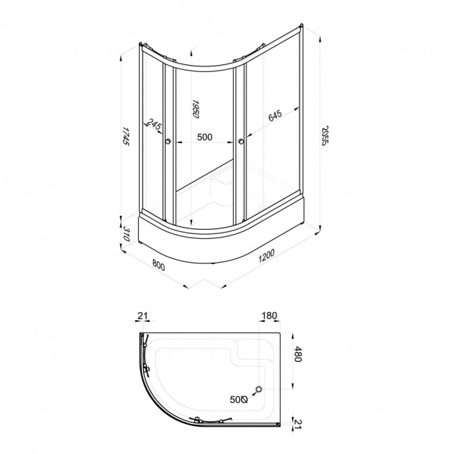 SanDav Коралл 120*80 В Правое (Щ0000061783) с поддоном
