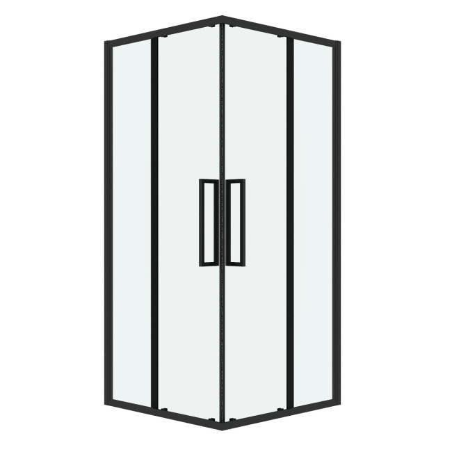 Grossman 300.K33.02.8080.21.00 Cosmo (80*80*195) квадрат,раздвижн,черн. матов,стекло прозрачн без поддона
