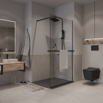 Niagara Nova NG-670-90ВLACK (90*195) черный матовый, стекло прозрачное,1 место