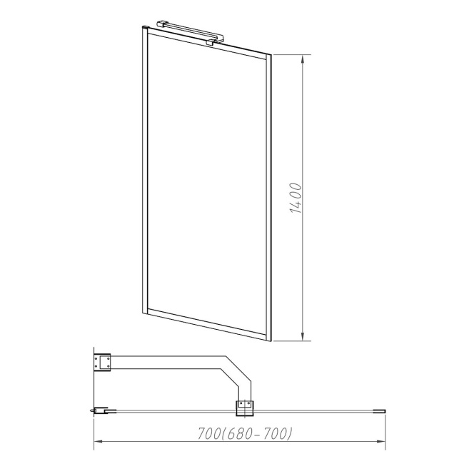 Vincea VSB-41700CLGM, 700*1400, вороненая сталь, стекло прозрачное