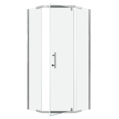 Niagara Eco NG-1010-14D (100х100х190) трапеция,распашное,хром,стекло прозрачное,1 место, без поддона в комплекте