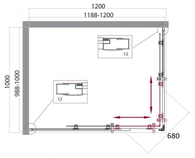 BelBagno UNO-195-AH-2-120/100-C-Cr без поддона