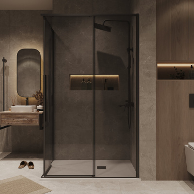 Grossman 300.K33.01.9070.21.10 Galaxy (90*70*195) прямоуг.,раздвижн,черн. мат,стекло тонирован без поддона