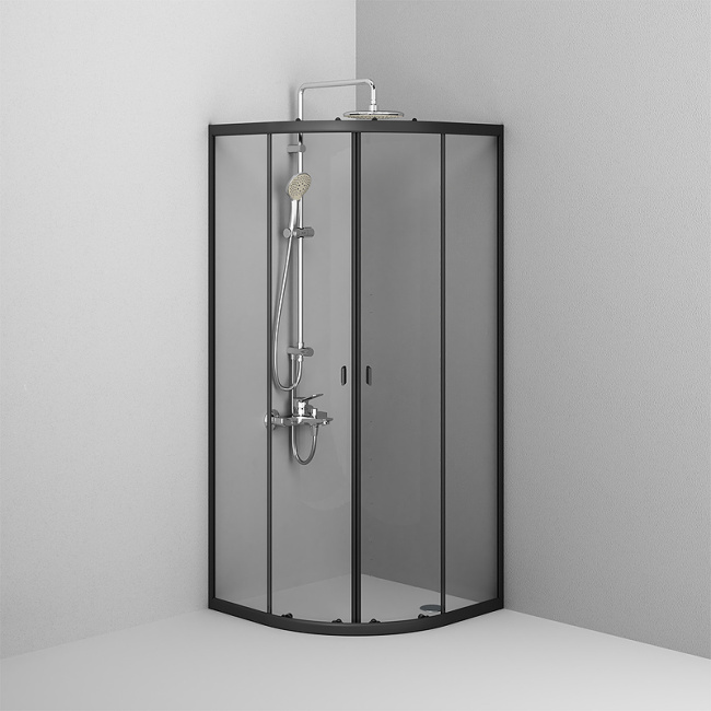 AM.PM X-Joy Twin Slide 80х80 W88G-205-080BT64 профиль Черный матовый стекло прозрачное без поддона