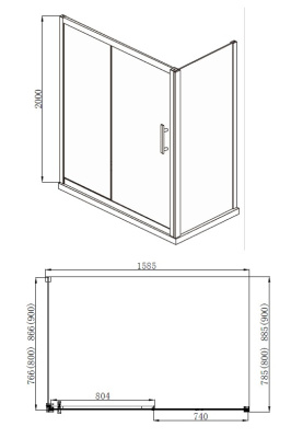 Aquanet Delta NPE1131 1600х900, прозрачное стекло без поддона