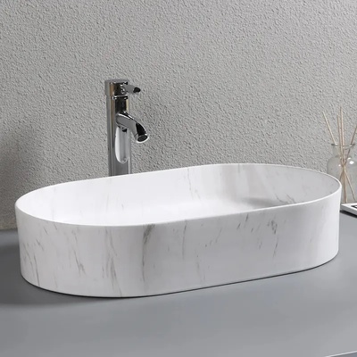 Ceruttispa CR0055B MMW1 накладная, мрамор матовый белый, овальная 500х350х120