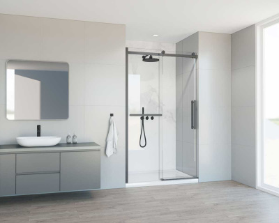 Vincea Como Soft VDS-1CS120CLGM, 1200, вороненая сталь, стекло прозрачное