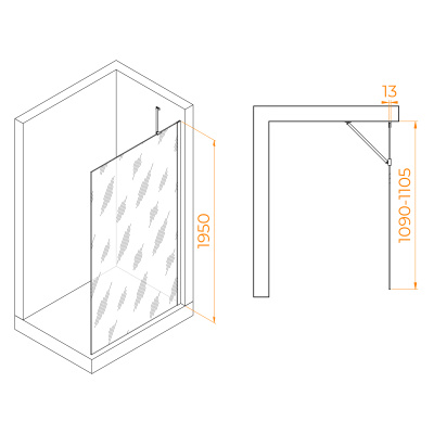 RGW WA-110-W Белый/Прозрачное/8 мм/110*195