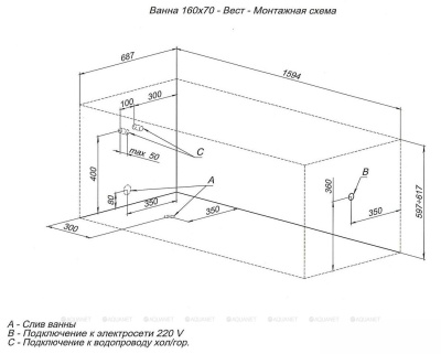 Aquanet WEST 160*70 (204054) Aquanet WEST 160*70 (204054)