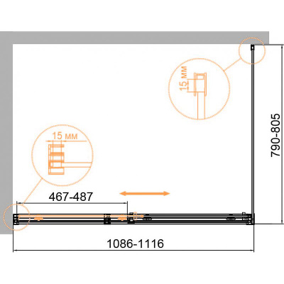 Cezares Duet Soft-М 110x80 DUET SOFT-M-AH-1-110/80-C-Cr профиль Хром стекло прозрачное без поддона