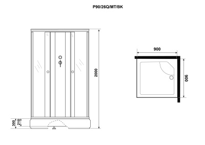Niagara Promo P90/26Q/MT/BK (900х900х2000) 4 места