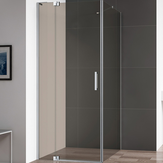Cezares Slider 110x90 SLIDER-AH-1-90-100/110-BR-Cr профиль Хром стекло бронзовое без поддона