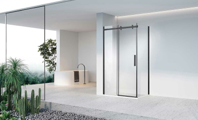 Vincea Como-N 140x90 VSR-4CN9014CLB профиль Черный стекло прозрачное без поддона