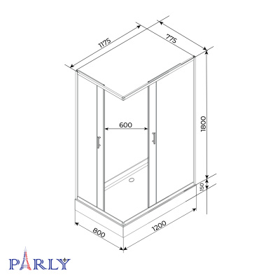 Parly ZQ121B  с поддоном (120х80х195)