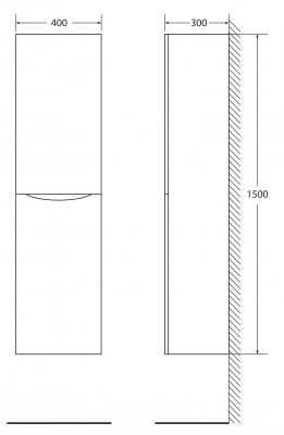 BelBagno Fly 40x150 FLY-MARINO-1500-2A-SC-RN-P-R правый