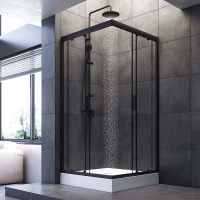 AM.PM Gem 90х90 W90G-403-090BT профиль Черный матовый стекло прозрачное без поддона