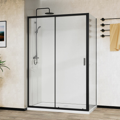 Vincea City 120х90 VSR-5CT9012CLB профиль Черный стекло прозрачное без поддона