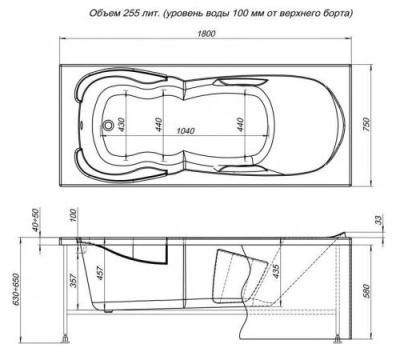 Aquanet Viola NEW 180x75 (с каркасом)
