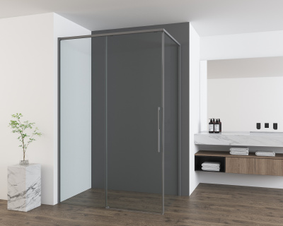 Vincea Ultima VSR-7UL9012CLGM, 1200*900, вороненая сталь, стекло прозрачное
