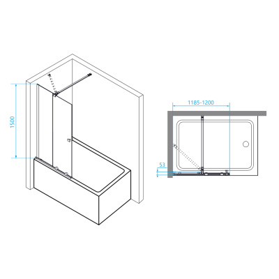 RGW SC-46 Хром/Прозрачное/8 мм (Easy)/120*150