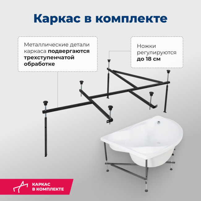 Aquanet Jamaica 160x100 L (с каркасом)
