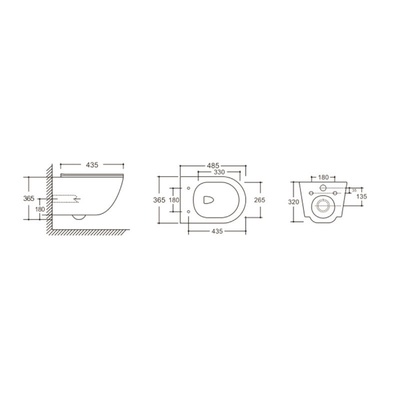 Ceruttispa ORLTER Aria MBF подвесной безободковый, черный матовый, сиденье дюропласт быстросъемное с микролифтом CT10017 (485х360х360)