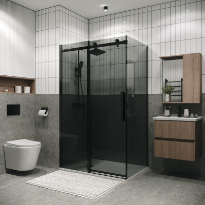 Grossman 120.K33.04.1380.21.10 Classic (130*80*195) черный матовый, стекло тонированное, 2 мес без поддона