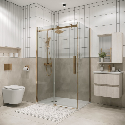 Grossman 120.K33.04.1190.32.00 Classic (110*90*195) золото сатин, стекло прозрачное, 2 места без поддона