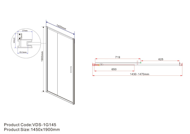 Vincea Garda VDS-1G145CLGM, 1450, вороненая сталь, стекло прозрачное