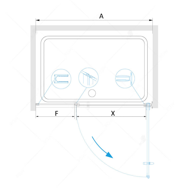 RGW HO-012-B Чёрный/Прозрачное/8 мм/100*195