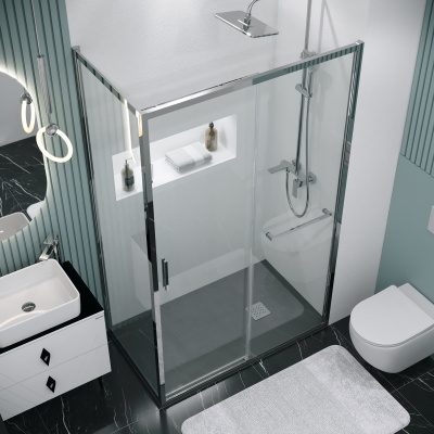 Grossman 120.K33.05.1390.10.00 Style (130*90*195) хром, стекло прозрачное, 2 места без поддона