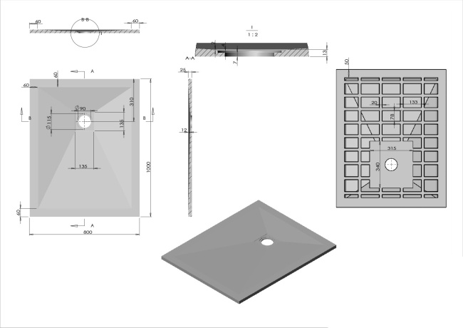 Vincea VST-4SR8010A, 1000x800, антрацит