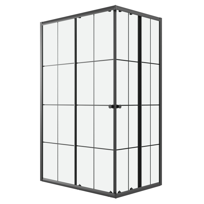 Niagara Eco NG-1018-14QKL (100х80х190) прямоугольник,раздвижное,черный,стекло клетка,1 место, без поддона в комплекте