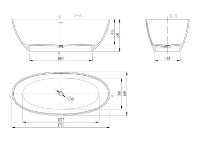 Vincea VBT-4S01MW, 1700*760*560, белый мат., слив-перелив в комплекте