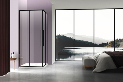 Vincea Slim-N VSS-4SN900CLB, 900*900, черный, стекло прозрачное