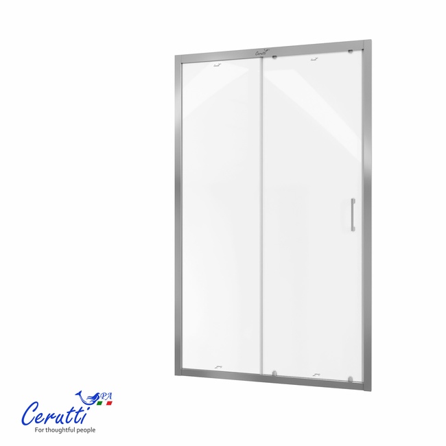 GLORIA D120F (120x195) дверь ДЛЯ ДУША, стекло матовое, алюм. полир.проф. БЕЗ ПОДДОНА! Ceruttispa