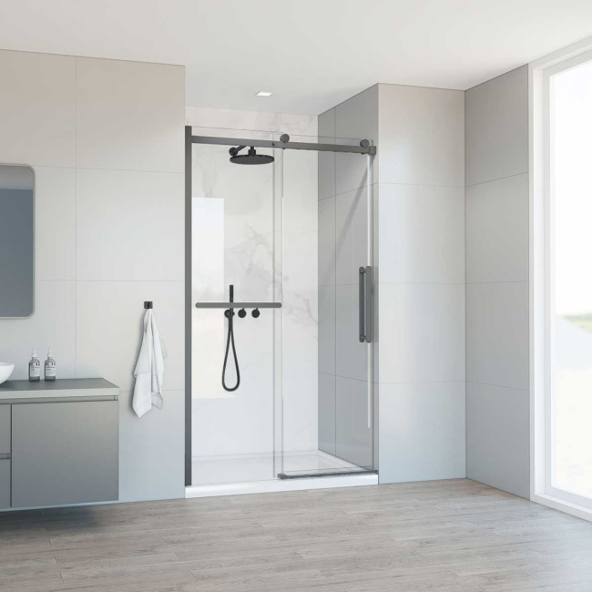 Vincea Como Soft VDS-1CS120CLGM, 1200, вороненая сталь, стекло прозрачное