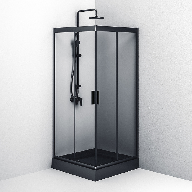 AM.PM Gem 90х90 W90G-403-090BT профиль Черный матовый стекло прозрачное без поддона