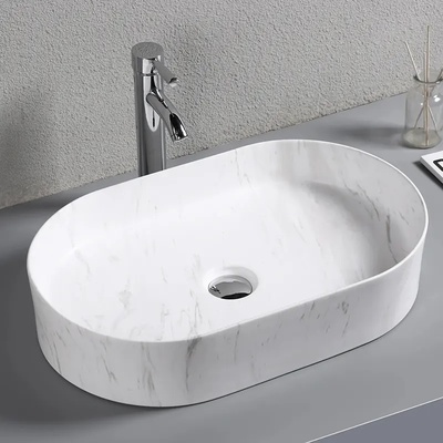 Ceruttispa CR0055B MMW1 накладная, мрамор матовый белый, овальная 500х350х120