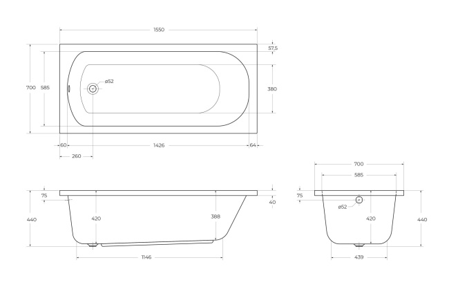 CEZARES ECO-155-70-41-W37, 155x70x44 CEZARES ECO-155-70-41-W37, 155x70x44