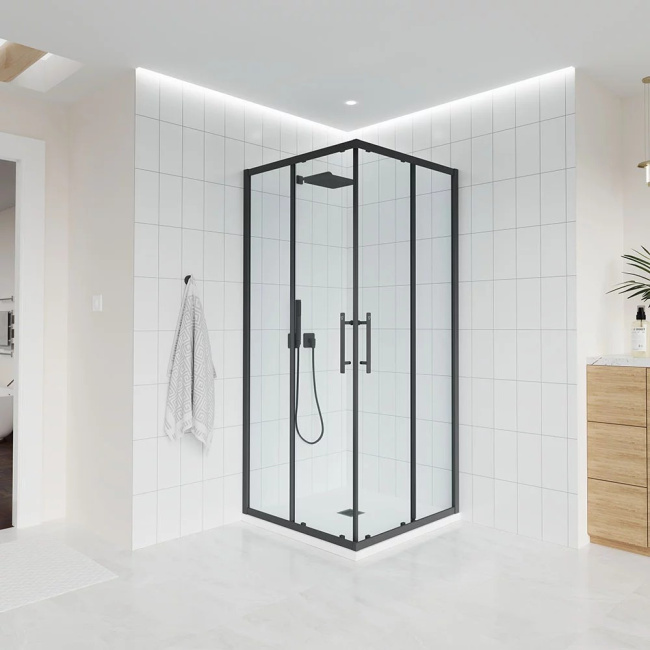 Veconi Evo 300 B, 1100х800x1950, черный матовый, прозрачное стекло