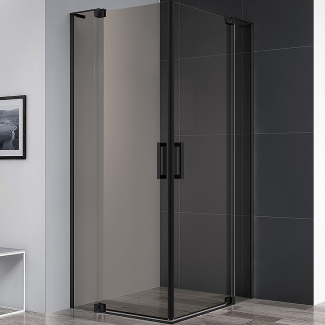 Cezares Slider 110х100 SLIDER-AH-2-90/100-100/110-BR-NERO профиль Черный матовый стекло бронзовое без поддона