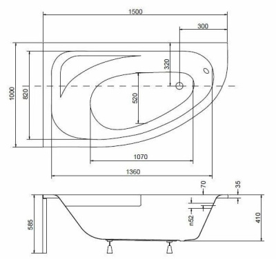 Besco Cornea Comfort 150х100 L Besco Cornea Comfort 150х100 L