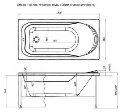 Aquanet West 140x70 (с каркасом) Aquanet West 140x70 (с каркасом)