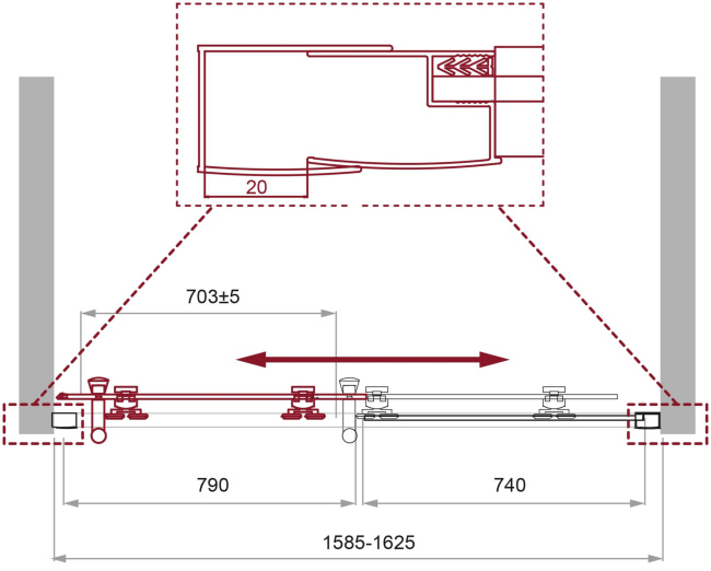 BelBagno UNO-195-BF-1-160-P-Cr