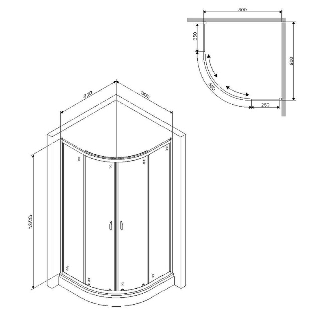 AM.PM X-Joy Twin Slide 80х80 W88G-205-080BT64 профиль Черный матовый стекло прозрачное без поддона